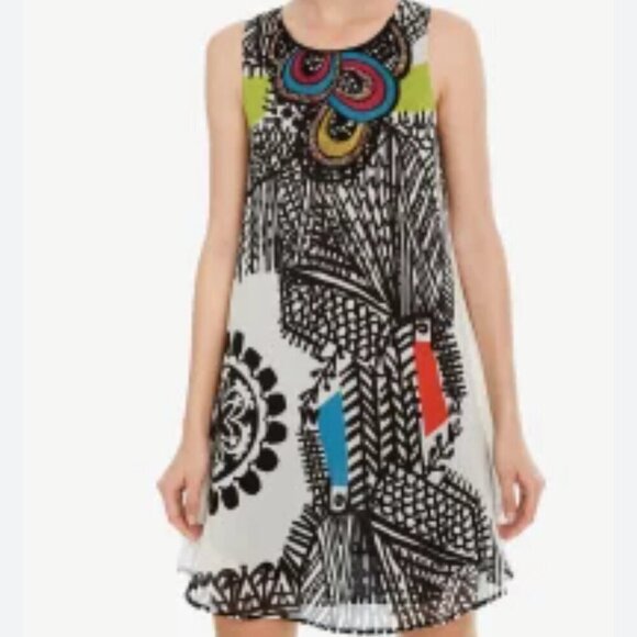 Desigual x Christian Lacroix Natalia Colorful Beaded Sleeveless Mini Dress EU 42 - Picture 2 of 9